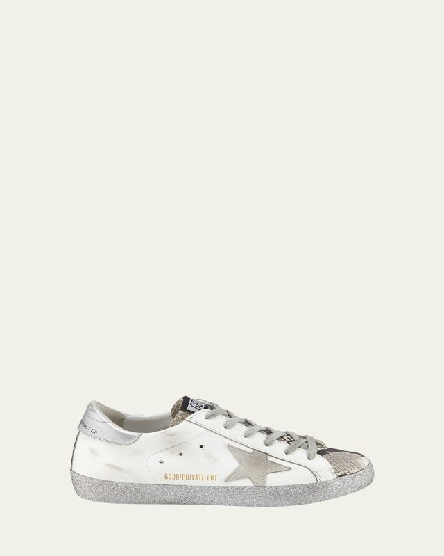 Superstar Snake-Print and Glitter Sneakers